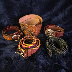 Collection of 5 Leather Belts (Small 34" L)